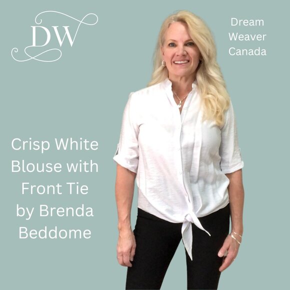 Crisp White Blouse | Front Tie | Brenda Beddome - Picture 1 of 5